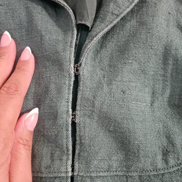 Akris Punto Linen Blazer Jacket Womens Size 6 Green - Picture 3 of 16